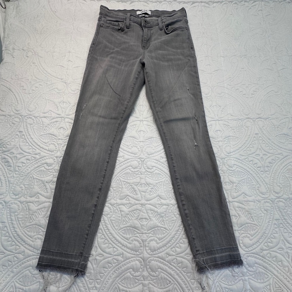 Pistola Grey Skinny Jeans Distressed Raw Hem Size 28 made in the USA
